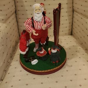GRANDEUR NOEL SANTA AND ELVES FABRIC MACHE SANTA, COLLECTORS EDITION, RARE FIND